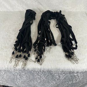 32 pc 3/8'' Black Flat Braid Lanyard with Black Safety Breakaway & Swivel Hook